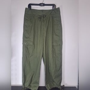 Venus Olive Green Cargo Pants Draw String Ankle Size 16 100% Cotton
